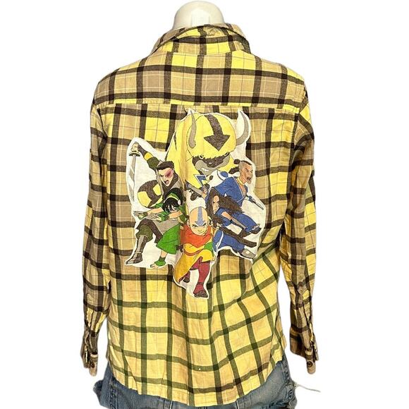 Avatar Last Airbender Plaid Flannel Shirt Shacket MEDIUM Oversized Unique Anime - Picture 1 of 7